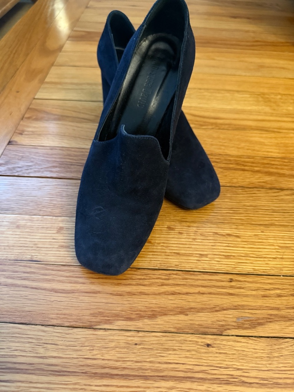 Women’s Navy Suede Slip-On Block Heel Pumps